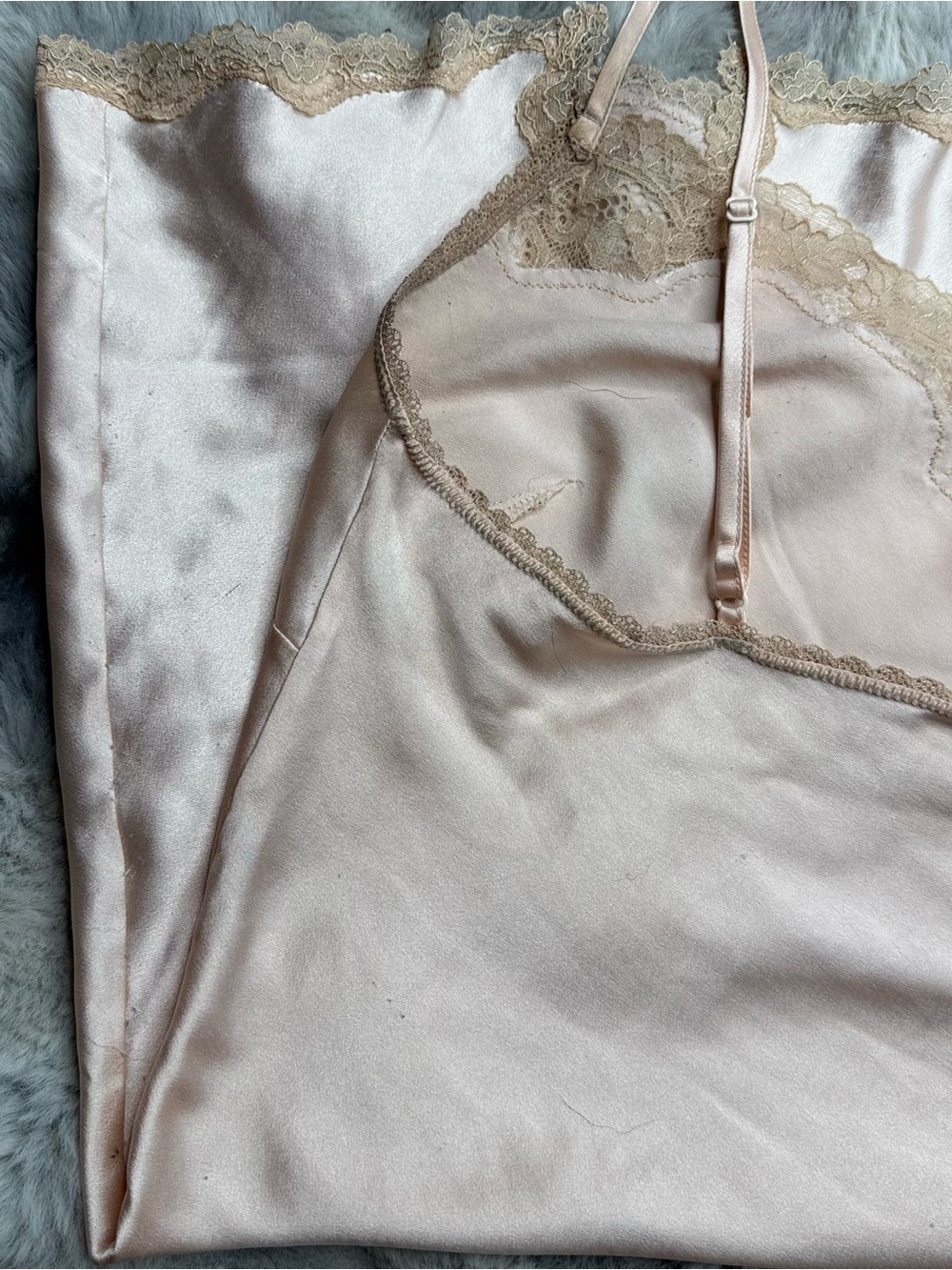 Victoria’s Secret 2016 Champagne Satin Lace Slip Chemise Nightgown M - Picture 14 of 15